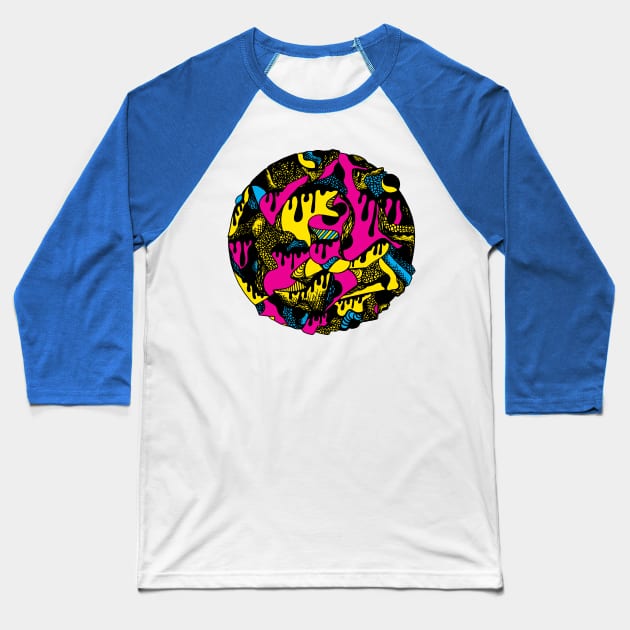 CMYK Circle of Drip Baseball T-Shirt by kenallouis